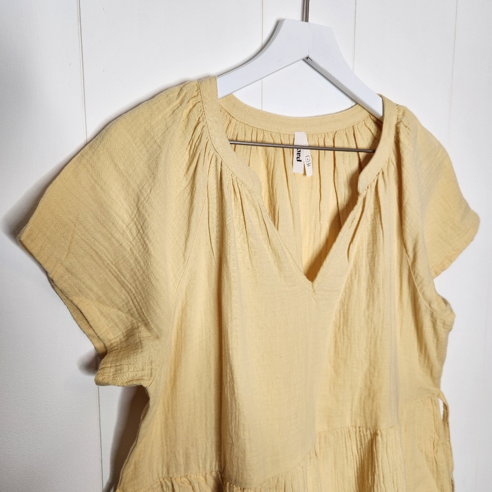 Pact Sungold Yellow Organic Coastal Double Gauze Breezy Dress Women's Size Large - Picture 3 of 6